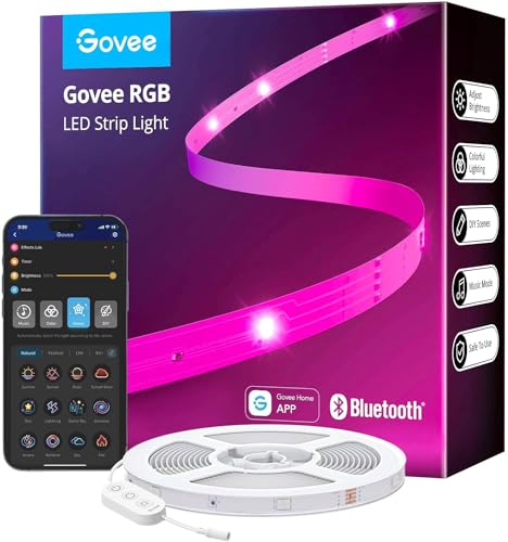 Govee LED Strip 30m, Bluetooth RGB LED Streifen mit App-Steuerung, Farbwechsel, Musik Sync, 64 Szenenmodus, Lichterkette für Schlafzimmer, Wohnzimmer, Haus, Bar, Party, Fest 30M