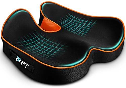 PTylo Sitzkissen - Ergonomisches Sitzkissen für Bürostühle, Autositze, Rollstuhl, Gamingstuhl, Komfortable Unterstützung für langes Sitzen und Schwangere, atmungsaktiv mit rutschfesten (Schwarz)