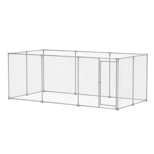 FIVMEN Outdoor Hundezwinger 400x200x150 cm Groß Hundekäfig Hundehütte Hundehaus Verzinkter Stahl mit Abschließbarer Tür Hundezaun Hundeauslauf Draußen