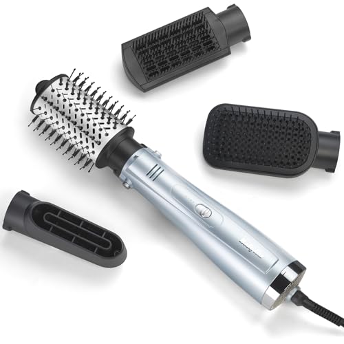 BaByliss Hydro-Fusion 4-in-1 Warmluftbürste – 1000W Anti-Frizz Föhnbürste, Ionen-Technologie, Trocknen, Glätten, Kämmen, Formen in einem Schritt, Blau, AS774E