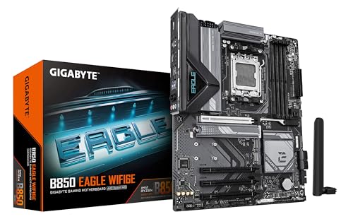 GIGABYTE B850 Eagle WIFI6E Motherboard - AMD Ryzen 9000 Serie CPUs, 8+2+2 Phasen digitales VRM, bis zu 8200MHz DDR5 (OC), 1xPCIe 5.0 + 2xPCIe 4.0 M.2, GbE LAN, WiFi 6E, USB 3.2 Gen 2