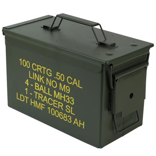 HMF 70011 Munitionskoffer, US Ammo Box, Metallkiste, 30 x 19 x 15,5 cm, grün