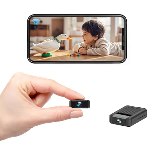 XNJ Mini WLAN Kamera, 4K HD Überwachungskamera 180° drehbarem Objektiv, Remote Viewing für Sicherheit mit APP, mit Nachtsicht, Bewegungserkennung