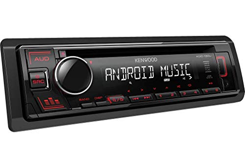 Kenwood KDC-130UR CD-Autoradio mit RDS (Hochleistungstuner, USB, AUX-Eingang, Android Control, Bass Boost, 4x50 Watt, Rot) Schwarz