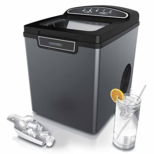 Arendo - Eiswürfelmaschine Edelstahl - Eiswürfelbereiter, Ice Cube Maker Maschine - 1,8 Liter - Eiswürfelautomat - Eismaschine mit Kühlung - Eiswürfel Größen Klein + Groß - ABS - BPA frei
