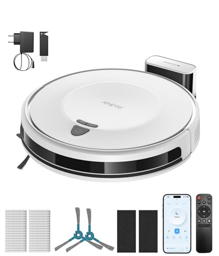 Redkey E6 Saugroboter mit 7000 Pa Saugkraft, Dynamische Navigation, Bis zu 170 Min Laufzeit, Roboterstaubsauger mit Ladestation, Fernbedienung und APP, Ideal für Tierhaare,Teppich,Hartboden