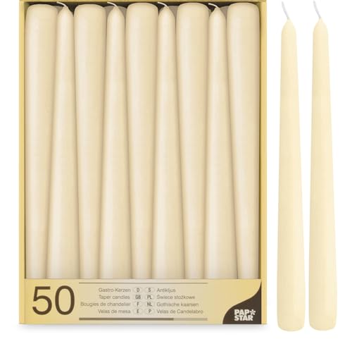 Papstar 50 Leuchterkerzen Ø 2.2 x 25 cm, champagner