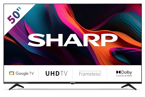 SHARP 50GL4260E Google TV 126 cm (50 Zoll) 4K Ultra HD Google TV (Smart TV ohne Rahmen, Dolby Atmos, Dolby Vision, HDMI 2.1 mit eARC)
