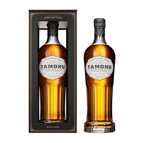 Tamdhu 12 Years Old Speyside Single Malt Scotch Whisky (1 x 700 ml) – Hochwertiger Single Malt Whisky mit fruchtigen Aromen – Whisky reift 12 Jahre in Oloroso-Sherry-Fässern – 43 % Alk.