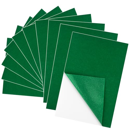 BOUBONI 10 Stück Filz Selbstklebend, 20 x 30 cm Klebefilz Farbe Filzstoff Selbstklebend für Bastelbedarf Kunst Heimwerken (Grün)