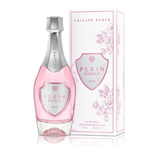 Philipp Plein – Eau de Parfum Plein Fatale Rosé 90 ml – Damenparfüm – holzig-floraler Duft – florale Holznoten – rosaroter Flakon in Form einer Champagnerflasche
