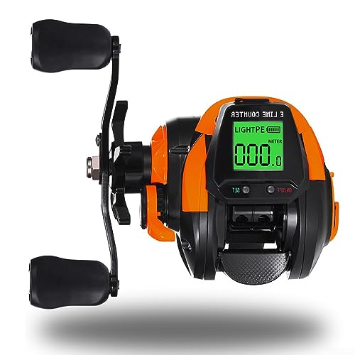 Baitcast-Angelrolle, 7,2:1 Bissanzeiger, digital, Angelrolle, Schnurzähler, Tiefenposition