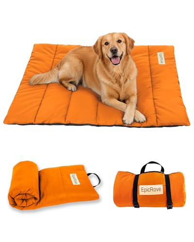 EpicRove Hundedecke für unterwegs wasserdicht – rutschfeste Hundematte 110×68 cm, waschbar Hundebett – Outdoor, Reise & Auto‑Kofferraum Komfortkissen für Hunde & Katzen (Grau) (Orange, Einzel)