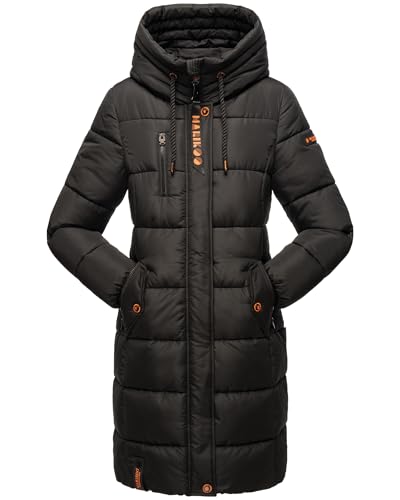 MARIKOO Damen Winter Jacke Stepp Parka Mantel Winterjacke warm gefüttert Yuikoo XS-XXL (DE/NL/SE/PL, Alphanumerisch, M, Regular, Regular, Schwarz)