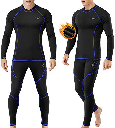 Thermounterwäsche Herren, Funktionsunterwäsche Skiunterwäsche Winter Thermowäsche Set Warm Weich Funktionswäsche atmungsaktiv Thermo Unterwäsche Thermounterhemd Thermounterhose für Männer L