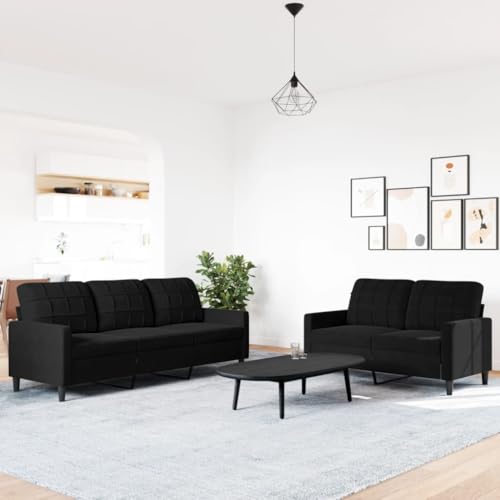 IKAYAA Sofagarnitur 3 2 1 Set, Wohnzimmer Couch, Schwarz