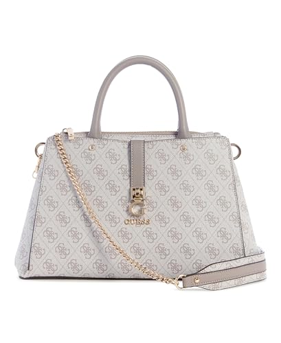 GUESS Zamira Luxury Satchel Dark Taupe Logo
