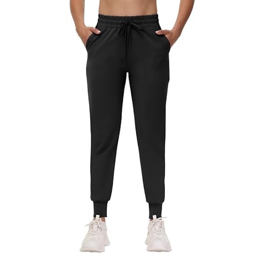 CAMPSNAIL Jogginghose Damen Sporthose Lang Freizeithose Weich Bequeme Trainingshose mit Elastischen Bund Sweatpants Leggings für Yoga Fitness (Schwarz L)