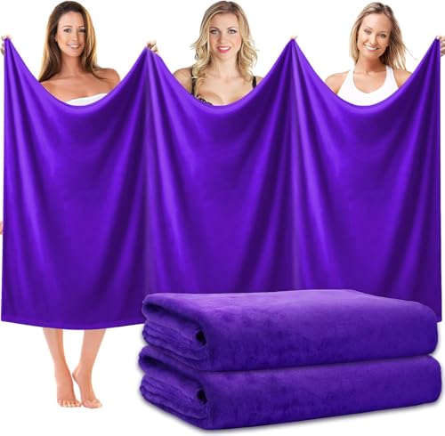 2 Stück Extra Große Badetücher, 102x203 cm Übergröße Badehandtücher, Jumbo Mikrofaser Ultra Weiche Duschhandtücher für Hotel, Spa, Camping, Strand & Badezimmer, Hochsaugfähig und Schnell Trocknend