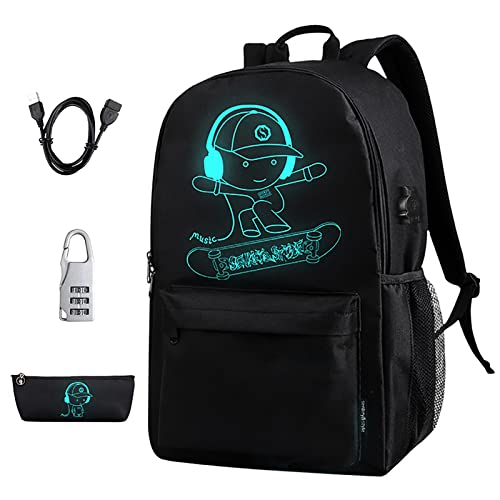BSTcentelha Schulrucksack Jungen Rucksack schulrucksack jungen teenager Schulrucksack Mädchen Rucksack Kinder USB Charger Port Schultertaschen Set(Schwarz)