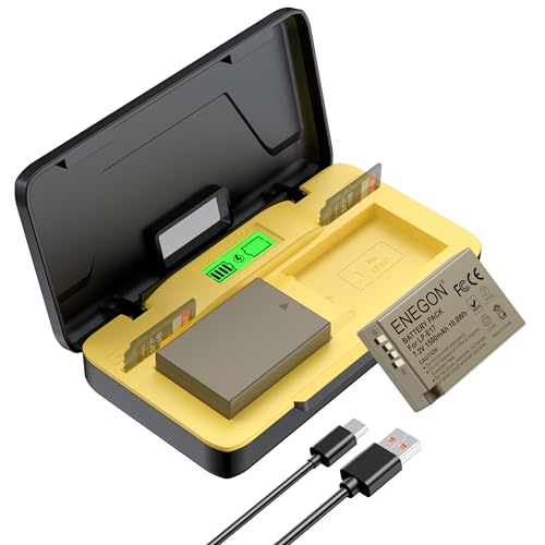 ENEGON LP-E17 20W Dual-Akku-Schnellladegerät-Set (2 x 1500 mAh) Kompatibel mit Canon EOS R10, R8, RP, R50, R100, M3, M5, M6, 200D, 250D, 77D, 750D, 760D, 800D, 8000D und mehr LCD-Display