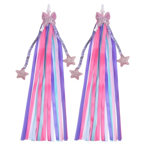 2 Stk Lenkerfransen Streamer Bändchen,Fahrrad Luftschlangen,Roller Lenker Streamer,Fahrradlenker Streame,Fahrrad Quaste Ribbon Bunte Lenkerfransen Fahrradzubehör für Fahrräder Dreiräder Motorroller