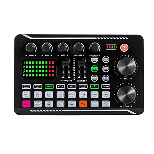 Soundboard Sound Effects Board Sound Mixer Board Bluetooth-kompatible Soundkarte mit mehreren Soundeffekten und LED-Licht Soundboard Live Soundkarte und Audio Interface mit DJ Mixer