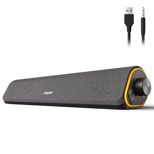 SOULION R50 PC Lautsprecher, Bluetooth & 3,5 mm Computer Lautsprecher, USB Betrieben, Bunte Lichter, Soundbar mit Schalter für PC, Laptop, Tablet, Monitor, Smartphone, 42x7x9cm
