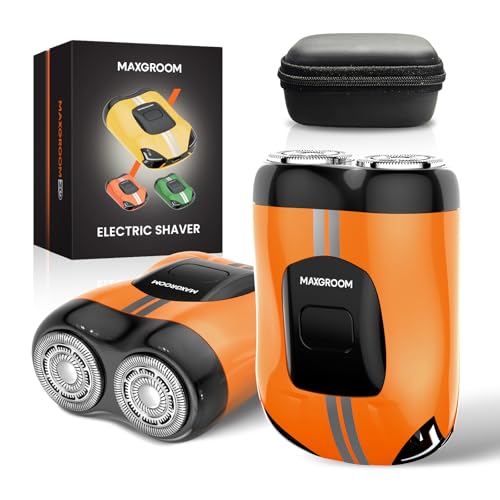 MAXGROOM Bart Rasierer Herren Elektrisch,IPX7 Mini Elektrorasierer Herren,8000RPM Trockenrasierer Herren,60Min Schnelllade-Travel Shaver,Rasierapparat Herren Elektrisch mit Selbstschleifklingen