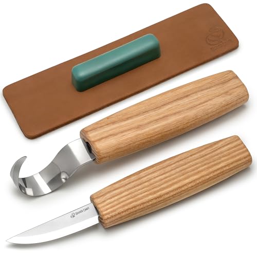 BeaverCraft Holzlöffel-Schnitzmesser-Set S01 Set mit Werkzeugen zur Schnitzmesser Hakenmesser für Rechtshänder Schüssel Tasse Kuksa für Anfänger Professionelles Holzschnitzset für die Holzbearbeitung