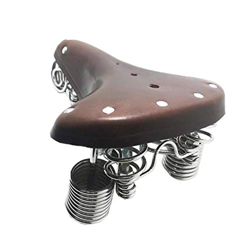 TentHome Vintage Fahrradsattel Fahrradsitz Leder Cityradsättel Sattel gefedert Tourensattel Federsattel mit verbesserten 4 Federn, mit Kloben und Niete (Kaffee)