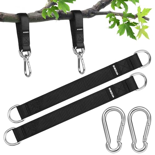 Viomis Premium Schaukel- & Hängemattenbefestigungsset, 2er-Set, Nylon mit Hochleistungs-Karabinern und D-Ringen, 200 kg Tragkraft