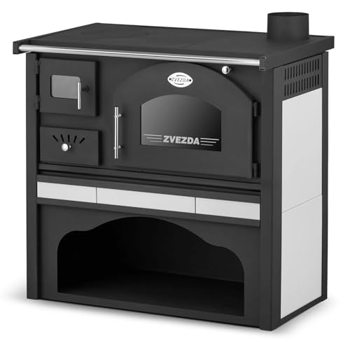 Kaminofen Holzofen Küchenhexe Küchenofen mit Backofen und Kochplatte ZVEZDA, Modell Classic GFS Ceramic 5.9kW BImSchV2