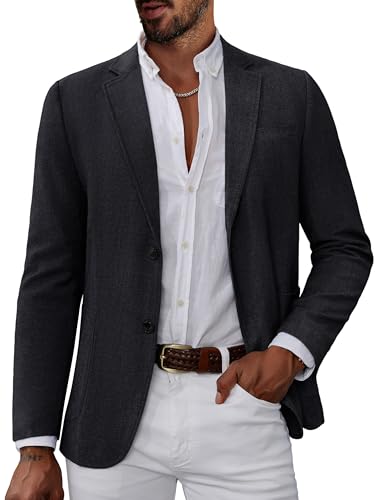 PJ PAUL JONES Herren Sakko Sportlich 2 Knöpfe Modern Blazer Regular Fit Anzugjacke (Schwarz, XL)