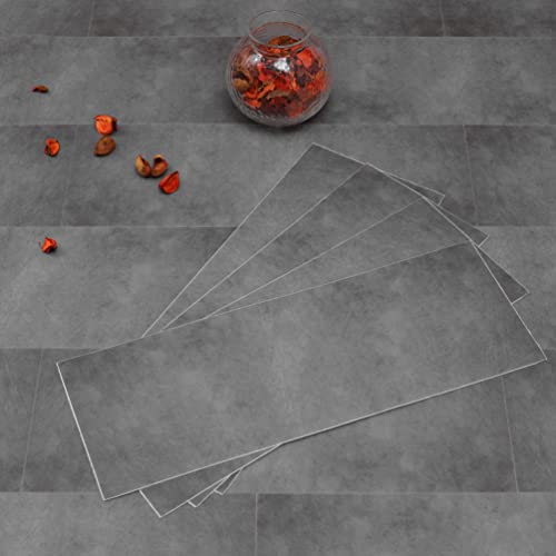 Elffloor PVC Bodenbelag Selbstklebend Vinylboden, Reiniger Wasserdicht Bodenbelag für Wohnzimmer Schlafzimmer Küche und Badezimmer Bodendielen Grau 40X15cm, Dicke 0,7mm 10Stk