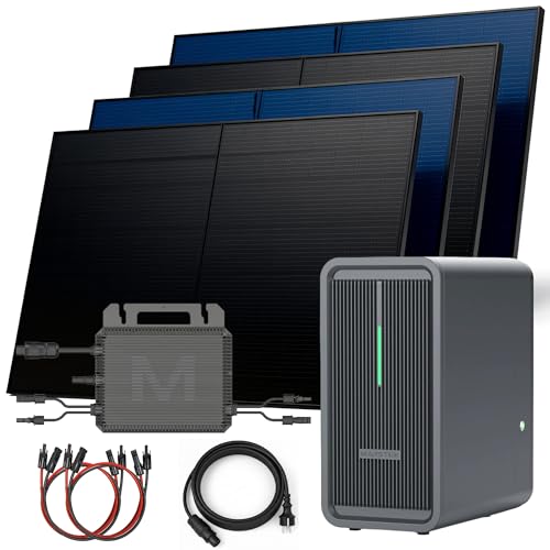 SUNNIVA® 2000W Balkonkraftwerk mit 2,24 kWh Speicher MARSTEK B2500-D, BIFAZIAL FULLBLACK komplett Steckdose, PV Solaranlage Komplettset mit Solarspeicher, 4x 500W N-Type Glas-Glas Bifacial Module