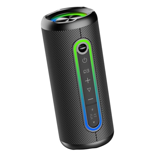 TIMU Bluetooth Lautsprecher mit Licht, Bluetooth 5.4 Musikbox, 30W Dual Lautsprecher, Dualen Bass-Treibern, 30 Std Akku, IPX7 wasserdicht, TWS Paarung, AUX, TF Karte, Geeignet Outdoor/Party/Reisen