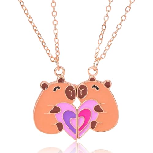OIXEYA 2 Stück Capybara Freundschaftskette, Capibara Freundschaftsketten für 2 mädchen, Beste Freundinnen Halskette BFF Herz Hände Passende Ketten, Capybara Anhänger
