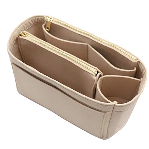 LEXSION Filztasche Organizer mit Reißverschluss Tasche Tote Shaper Fit Speedy Neverfull, Beige (B-beige), Medium