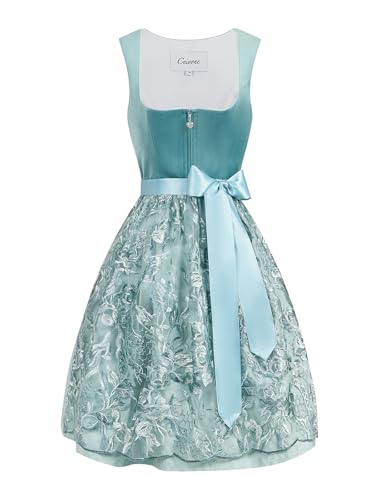 CEIVONE Dirndl für Damen, Dirndl Samt Grün Midi, Dirndl Oktoberfest, Damen Outfit Traditionelle Trachten, Dirndl Trachtenkleid (DE/NL/SE/PL, Numerisch, 36, Regular, Regular, Standard, Grün)