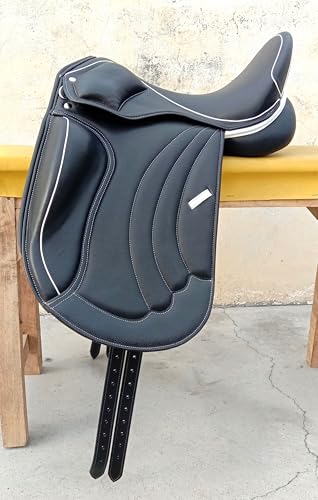 WILD RACE Leder-Dressur-Monoflap-Wechseleisensattel/Leather Dressage Monoflap Changeable Gullets Saddle (17