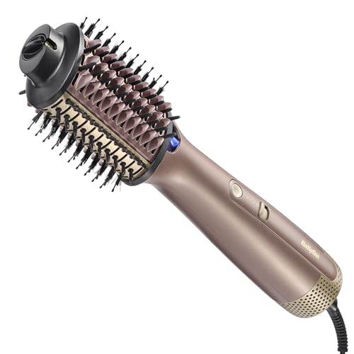 BaByliss Air Power Volume - 2-in-1 Warmluftbürste und Heizbürste, NASS- und TROCKEN-Modus, Glättende Warmluftbürste mit 3 Temperatureinstellungen, Ionen-Technologie, Keramikbeschichtung, Gold, AS95E