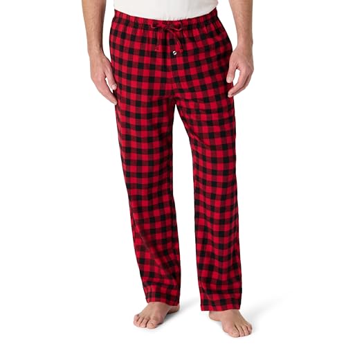 Amazon Essentials Herren Atmungsaktive Flanell-Pyjamahose (Erhältlich In Groß Und Schwer), Kirschrot/Schwarz Klassisches Buffalo-karo, M