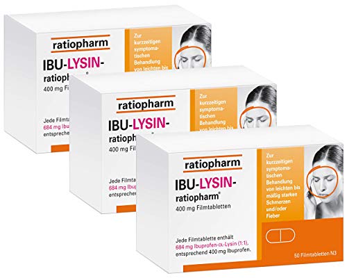 Ibu-Lysin-ratiopharm 400 mg 3x50 Filmtabletten inclusive einer Handcreme von vitenda, bei Schmerzen und Fieber