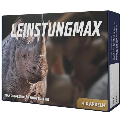 Premium LEINSTUNGMAX Ginseng- und Pflanzenextrakt-Kapseln – 4 Stück | Nahrungsergänzungsmittel für aktive Männer | Enthält Maca, Ginseng, Rhodiola & Traubenkernextrakt