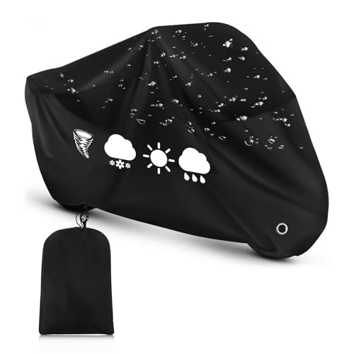 lompyeu Motorrad Abdeckplane, Motorradplane mit Schlossloch,Motorradgarage Wasserdicht Wasserdicht UV-Schutz für Moped Roller Motoroller Motor Enduro/Straßen, Zubehör für Motorrad 245x105x125cm