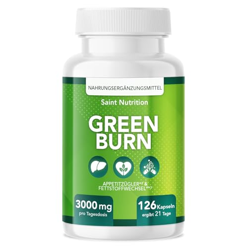 GREEN BURN® Appetitzügler Kapseln – Abnehmen & Stoffwechsel - Extrem Hochdosiert mit Glucomannan, Cholin, Vitamin B1 + B6 – Nahrungsergänzung für Frauen & Männer – schnell & stark