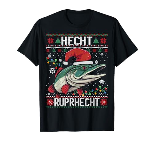 Männer Ugly Christmas - Hecht Angler Geschenke Hecht Ruprhecht Knecht Ruprecht Ugly Christmas Sweater T-Shirt