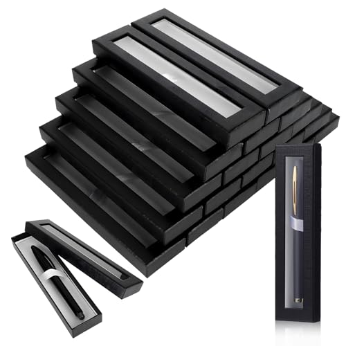 36 Stück Stift Geschenkboxen Set, Leere Kugelschreiber Schachteln mit Sichtfenster, Schwarze Karton Box mit Einsatz, Verpackung für Kugelschreiber, Bürobedarf, Schulbedarf, Werbegeschenke, Souvenir