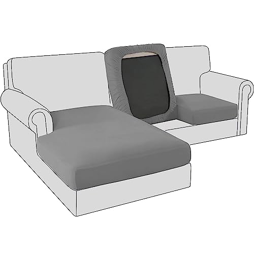 BXFUL Sofa-Sitzkissenbezüge, Sofakissen-Bezüge Stretch-Samt, Couchkissen-Bezüge Ersatz für individuelle Kissen mit elastischem Stoff (1-Sitzer,Dunkelgrau)